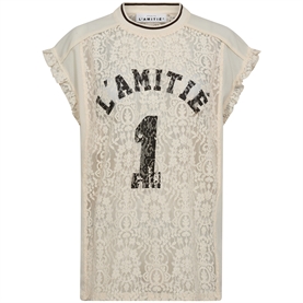 Haute L'Amitie Football Lace Frill Top, Pearl